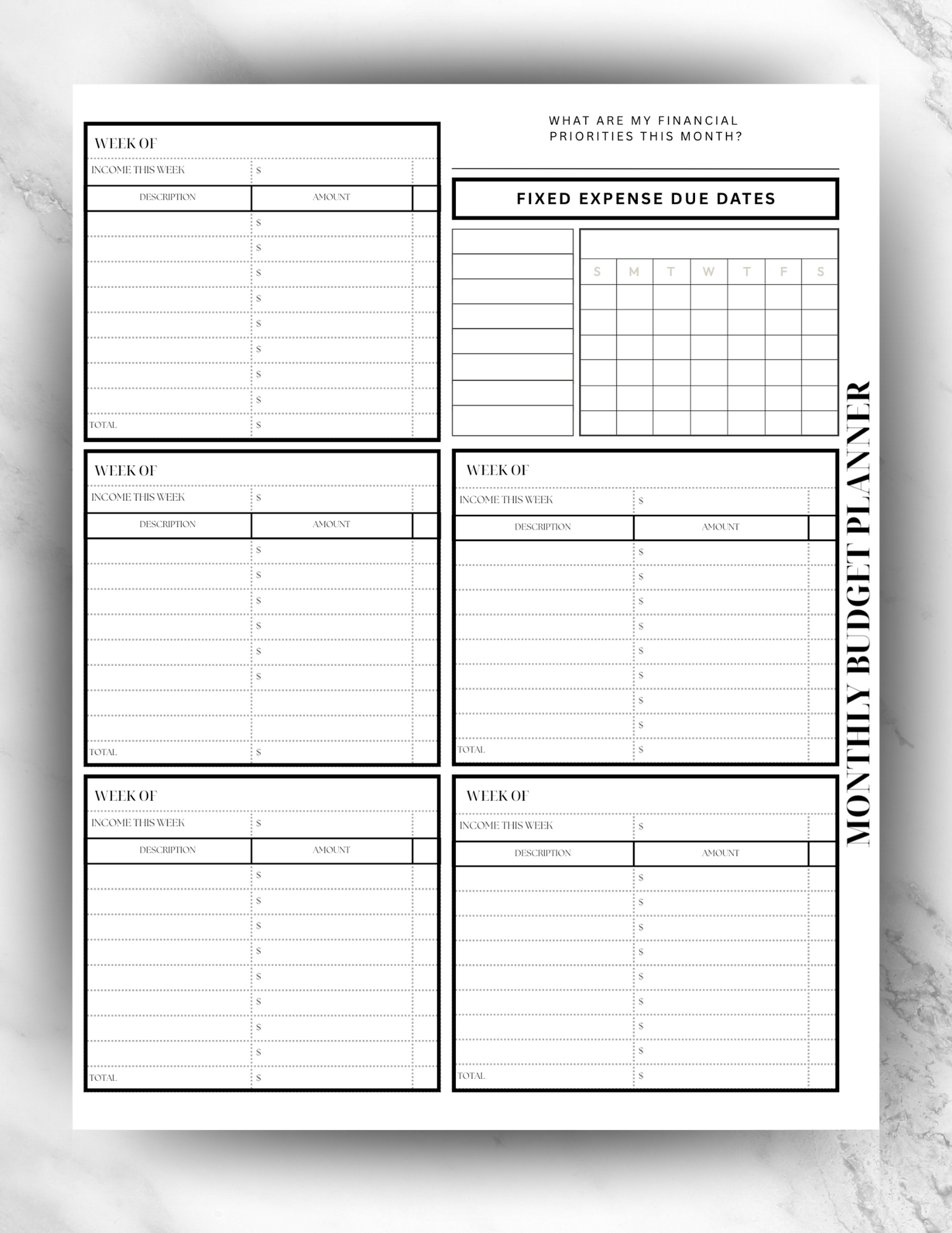 Free Monthly Budget Planner Sheet