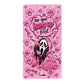 Cute pink Ghostface-inspired cash stuffing savings challenge insert for A6 budget binder with heart-themed savings tracker and laminated finish.