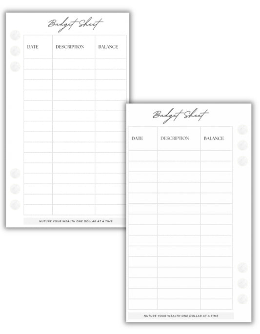 Budget Sheet Insert – Envelope Tracker (Fits A6 Binder)