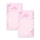 Pink Dreamy Ribbon cash tracker insert with satin bow details, a marble-inspired background, and pre-punched holes for an A6 budget binder.