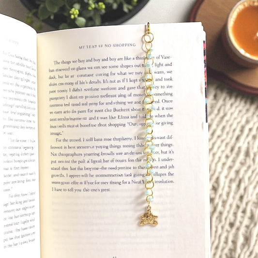 Charmed Essentials - Cinderella’s Carriage Bookmark & Binder Charm – Gold & Blue Beaded – Limited Edition