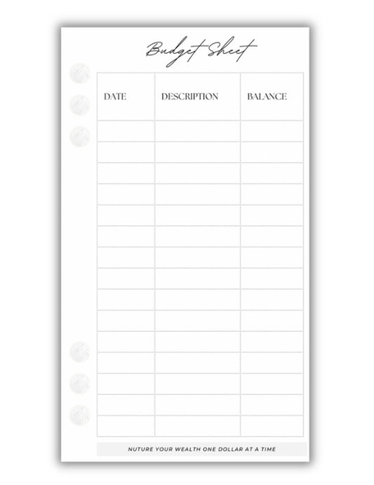 Budget Sheet Insert – Envelope Tracker (Fits A6 Binder)
