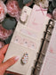 Classic A6 budgeting binder available in pink and ivory, designed for cash envelopes, savings challenges, and inserts.