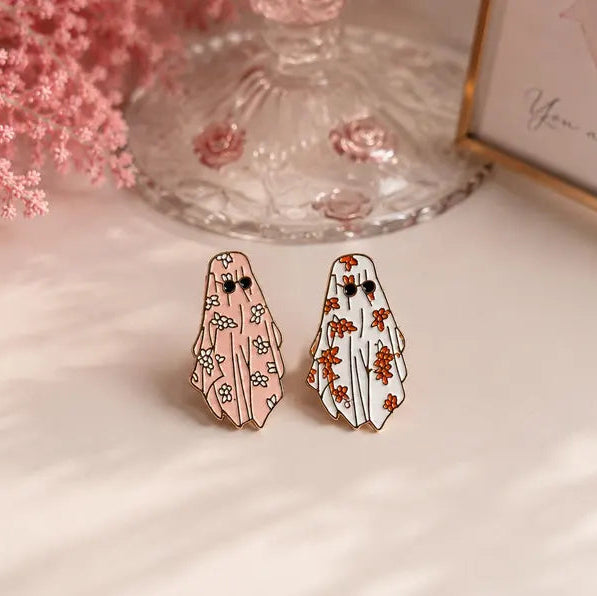 Floral Ghost Enamel Pins