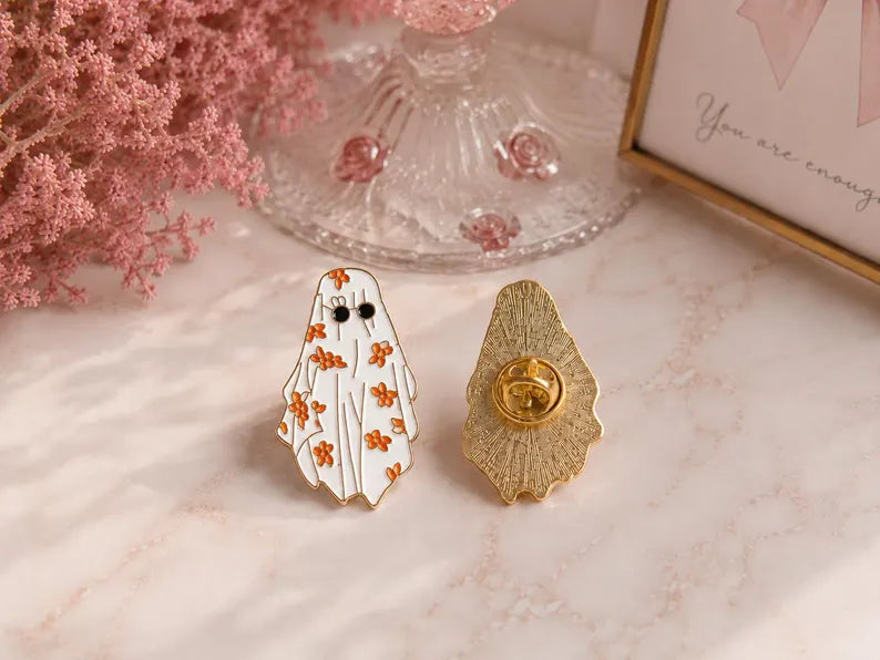 Floral Ghost Enamel Pins