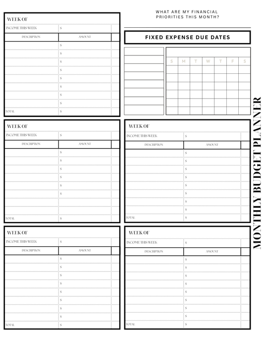 Free Monthly Budget Planner Sheet