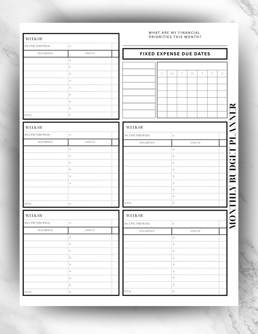 Free Monthly Budget Planner Sheet