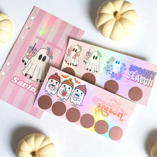 Halloween Scratch-Off Savings Challenge & Dashboard - Ghost-Themed